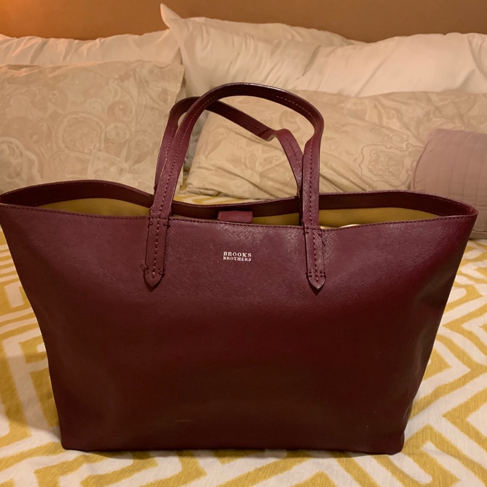 Burgundy Leather Brooks Brothers tote
